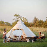 6 Person Lighted Bell Tent - 13' x 12' displayed in a scenic field for camping comfort.