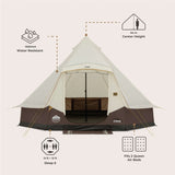 6 Person Lighted Bell Tent - 13' x 12' with spacious interior and water-resistant features.
