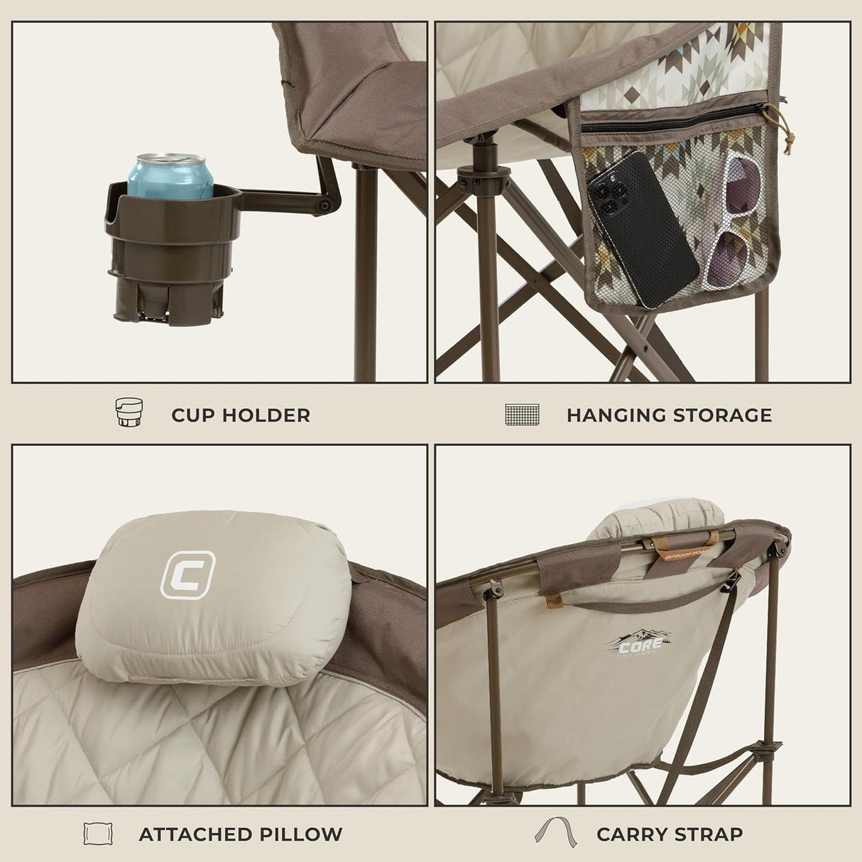 Core Equipment Oversized Padded Round Chair - Camping Chair