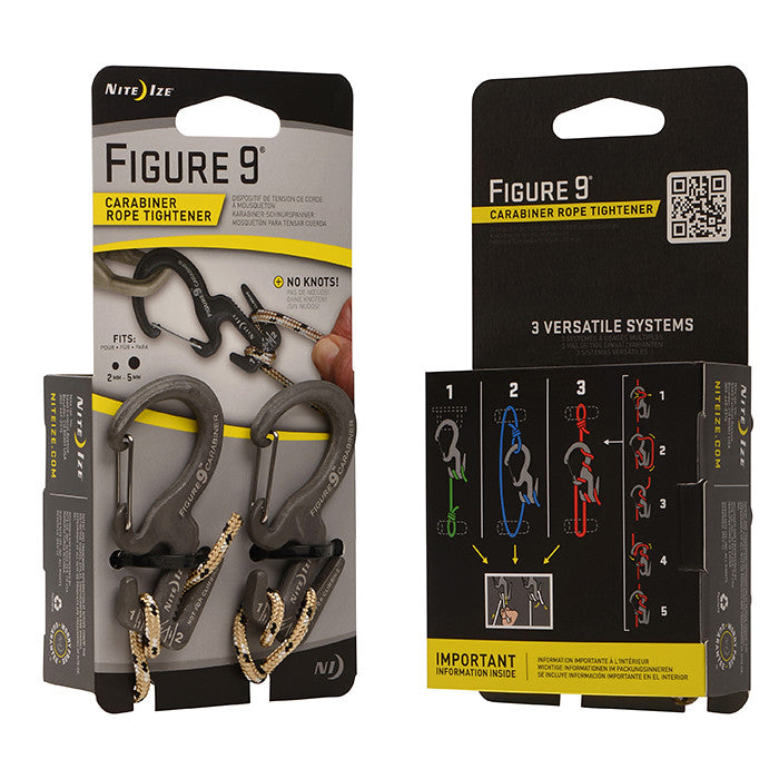 Figure 9® Carabiner Rope Tightener - Small 2 Pack With Rope