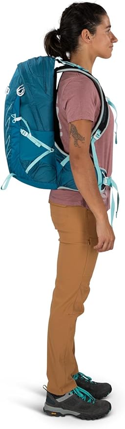 Person wearing Osprey Talon Earth 22 men's hiking daypack side view