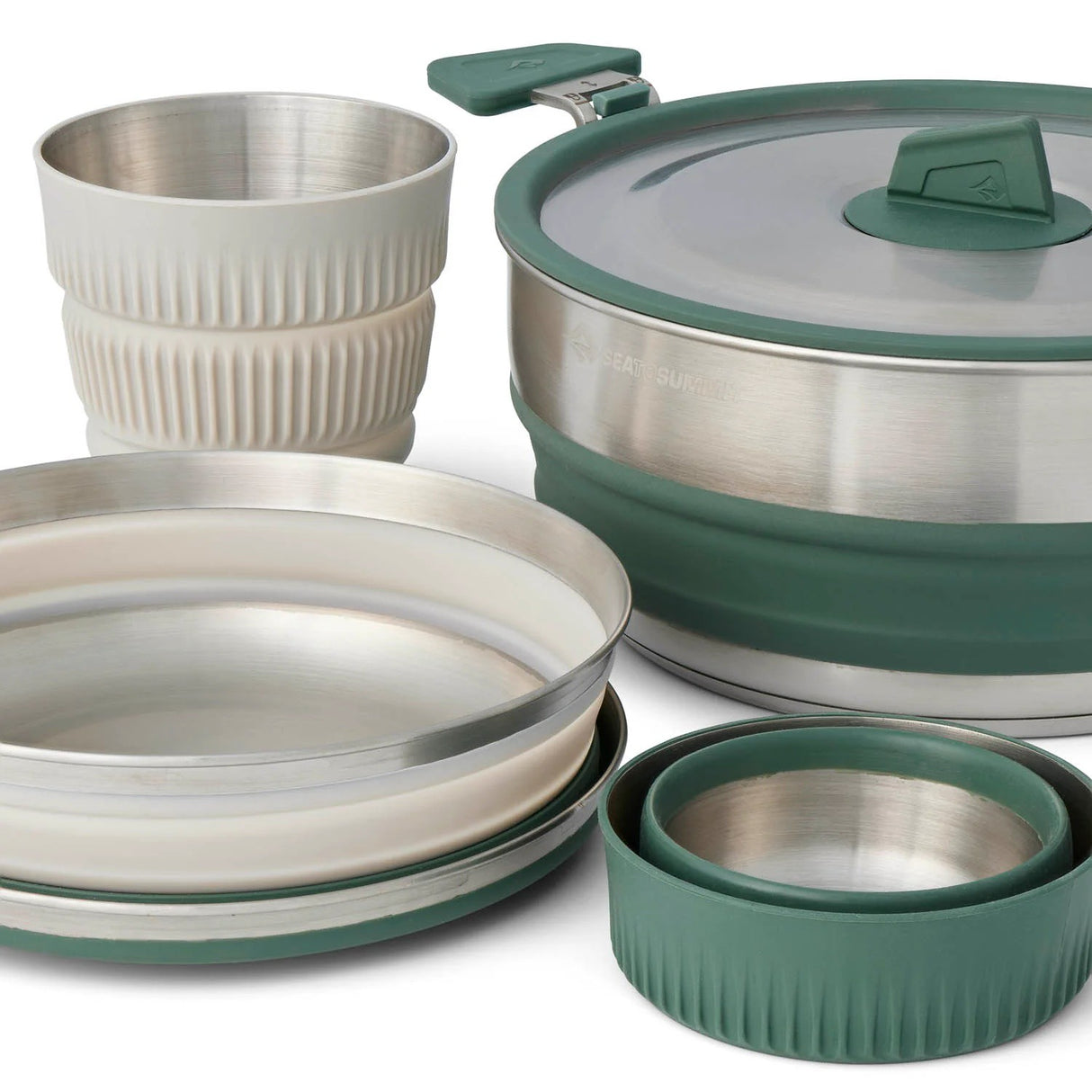 Detour Stainless Steel One Pot Cook Set w/ 3L Pot [5 Piece] 3L Pot w/ 2 L Bowls and Mugs