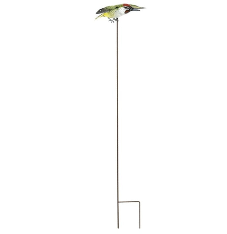 Inquisitive 3D Metal Woodpecker on Stake