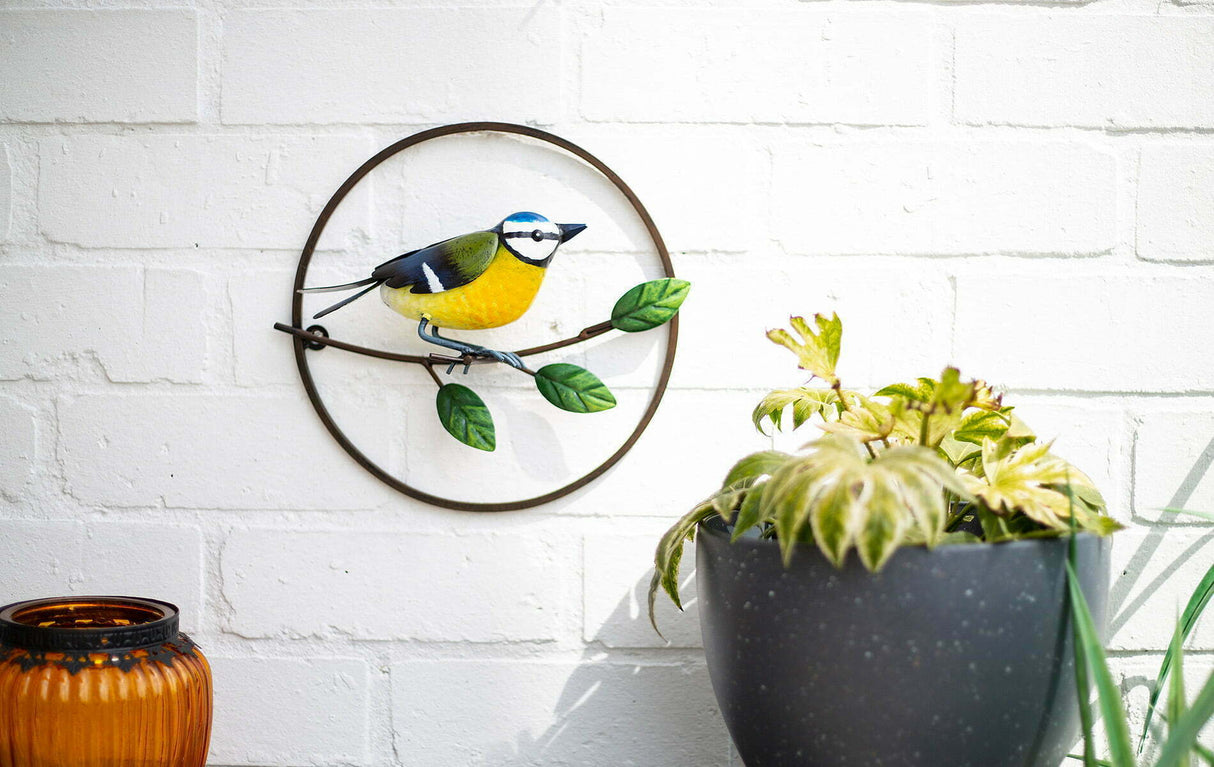 Perching Blue Tit 3D Metal Wall Art