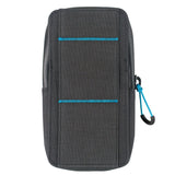 Life Venture RFiD Phone Wallet protection case in black with blue trim and secure strap, ideal for safe travels.