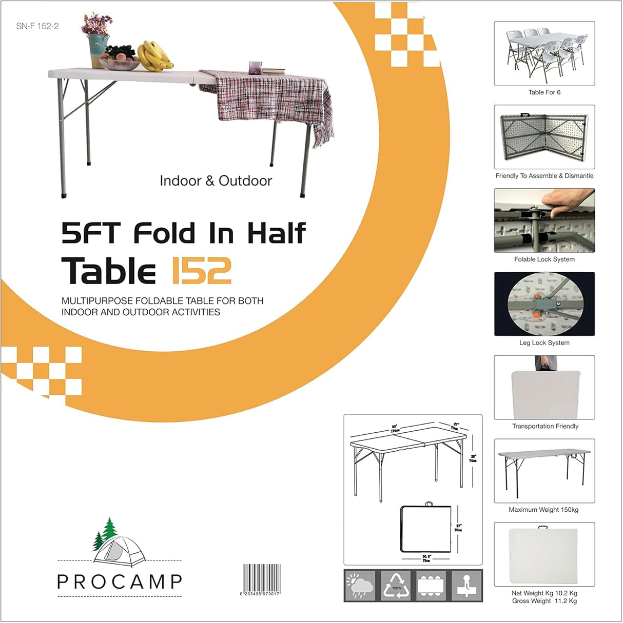 5ft Fold in Half Table
