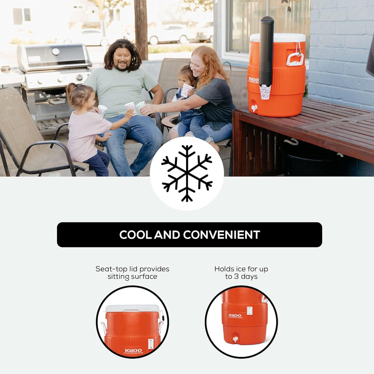 Seat Top 10 Gallon Water Jug with Cup Dispenser