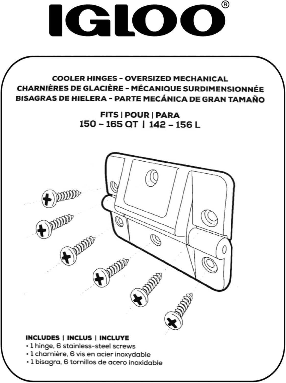 Oversized Black Mechanical Hinge for 150-165 QT Coolers
