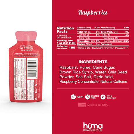 Huma Gel Chia Energy Gel - Raspberries - 43g