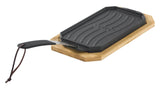 Reversible Cast Iron Pan with Wooden Tray