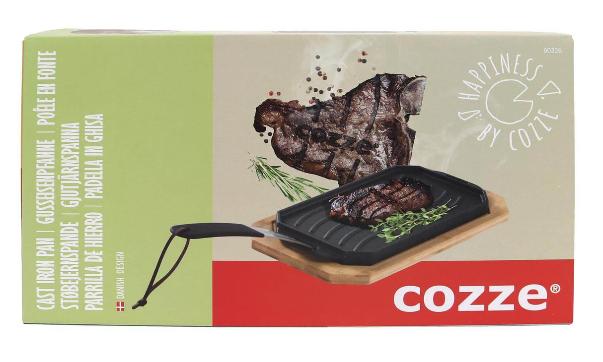 Reversible Cast Iron Pan with Wooden Tray