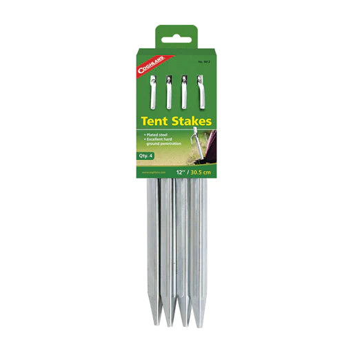 12 In. Steel Tent Stakes – 4 Pack