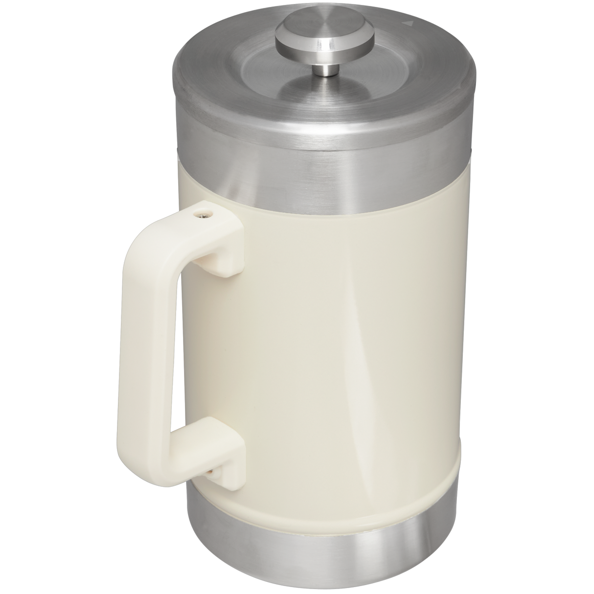 Stanley Classic Stay Hot French Press - 48 oz / 1.4 L in cream color with stainless steel lid and handle.