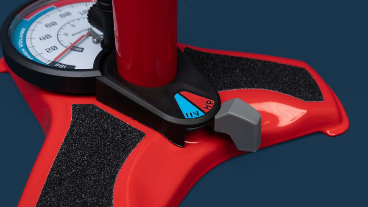 Dual Charger Floor Pump - Red
