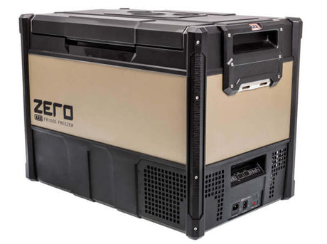 Front view of ARB Zero Portable Fridge Freezer Dual Zone - 69L mounted in an off-road 4x4 vehicle.