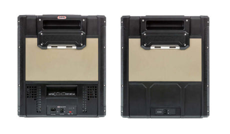 Front and back view of ARB Zero Portable Fridge Freezer Dual Zone - 69L, ideal for outdoor use and off-grid adventures.