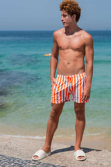Classic Swim Shorts Orange / White Stripes - Men
