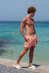 Classic Swim Shorts Orange / White Stripes - Men