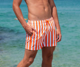Classic Swim Shorts Orange / White Stripes - Men