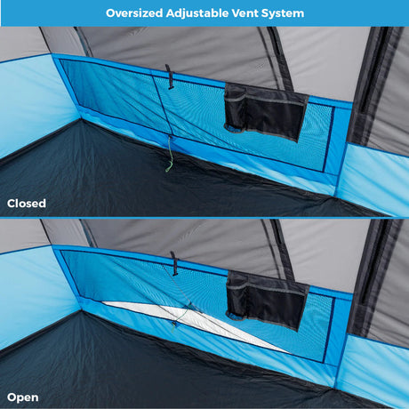 Core Equipment 9 person lighted instant cabin tent door and windows detail