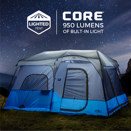 Core Equipment 9 Person Lighted Instant Cabin Tent