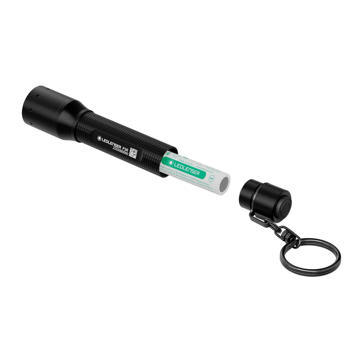 P3R key flashlight with rechargeable battery and keychain, compact and durable for everyday carry.