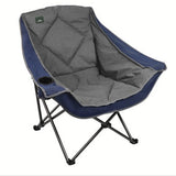 Procamp Magnum Chair in blue with padded seat and armrest cup holder, folded steel frame for camping or outdoor use.
