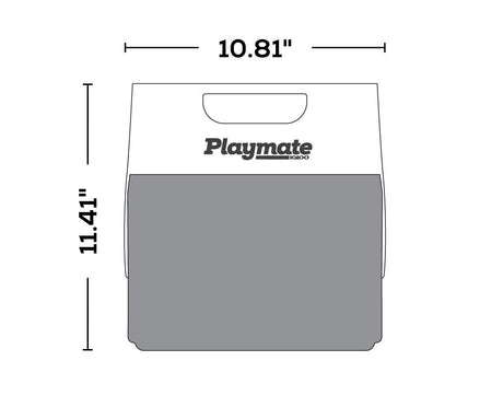 Dimensions of Igloo ECOCOOL Little Playmate Cooler showing 10.81 inches width and 11.41 inches height.