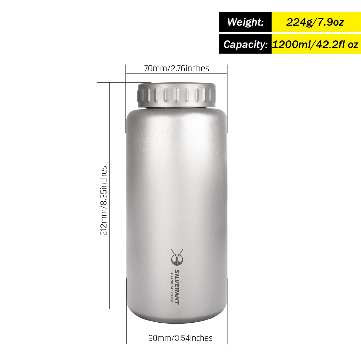 Large Titanium Water Bottle Wide Mouth