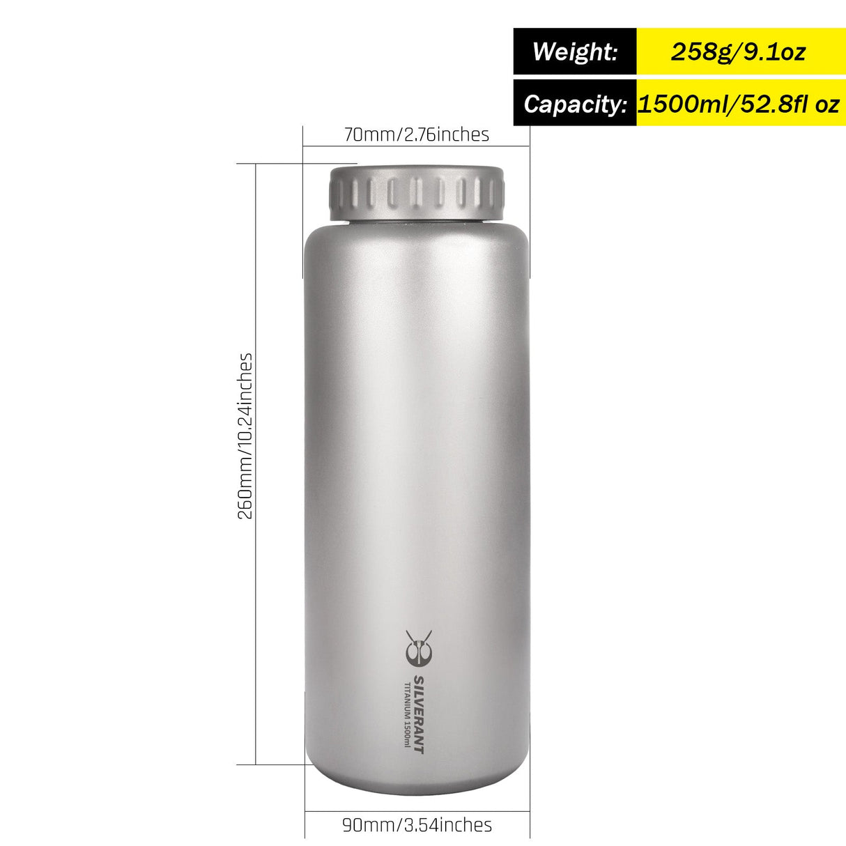 Large Titanium Water Bottle Wide Mouth