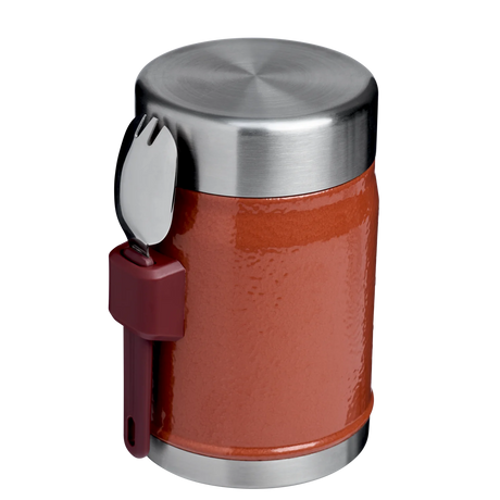 Stanley Classic Legendary Food Jar with Spork, insulated 0.4L for hot or cold foods, with easy-open lid and dishwasher safe design.