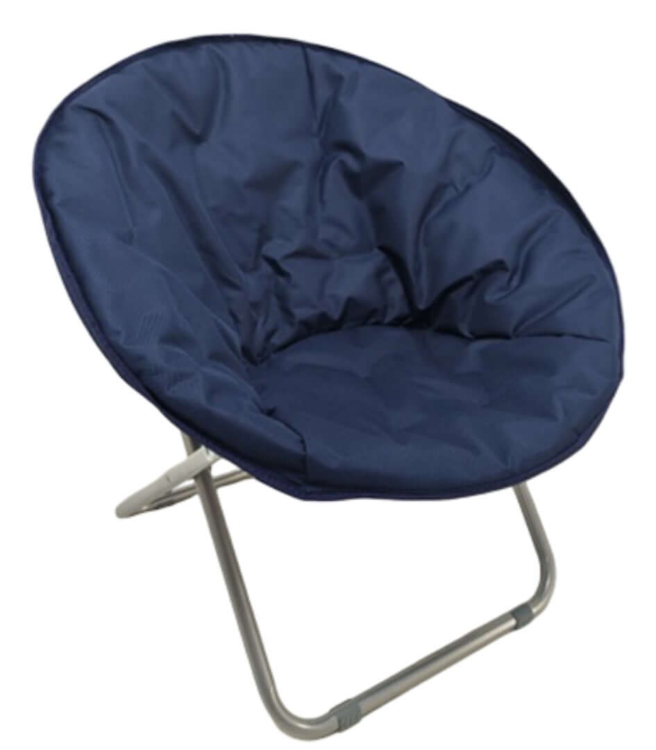 Moon Chair in navy blue color, featuring a cozy bowl-shaped design for relaxed lounging.