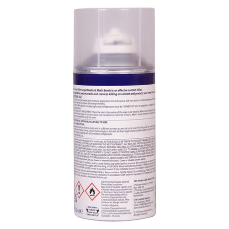 Carpet Beetle & Moth Killer Bomb - 150ml One-Shot Aerosol