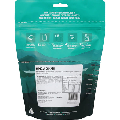 Back Country Cuisine Mexican Chicken meal package for camping and hiking adventures