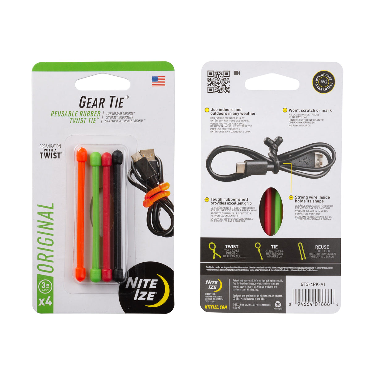 Gear Tie Original Reusable Rubber Twist Tie