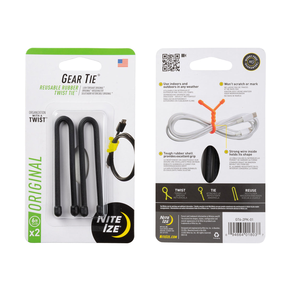 Gear Tie Original Reusable Rubber Twist Tie