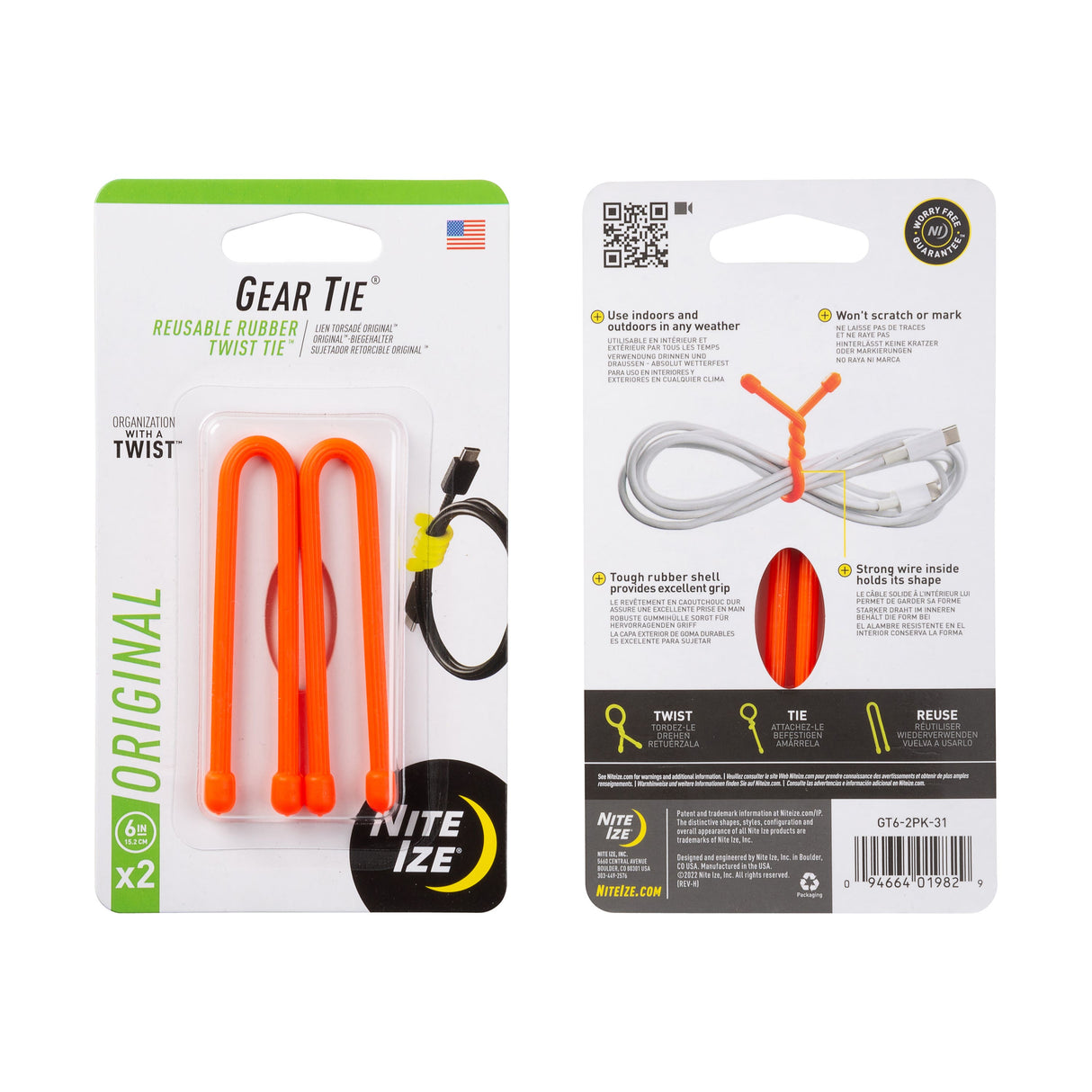 Gear Tie Original Reusable Rubber Twist Tie