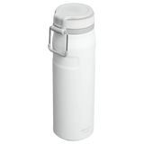 IceFlow Bottle with Twist Flip Lid - 24 oz / 700 ml in white with stainless-steel carry hook and twist lid.