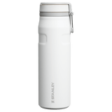 IceFlow Bottle with Twist Flip Lid - 24 oz / 700 ml in white with stainless-steel carry hook.