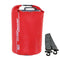 Red waterproof dry bag with roll-top closure.