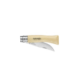 Opinel Traditional Stainless Steel Knife with Virobloc safety ring, ideal for outdoor use and small crafts.
