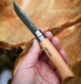 Opinel Traditional Stainless Steel Knife with Virobloc safety ring, perfect for outdoor activities and crafts.