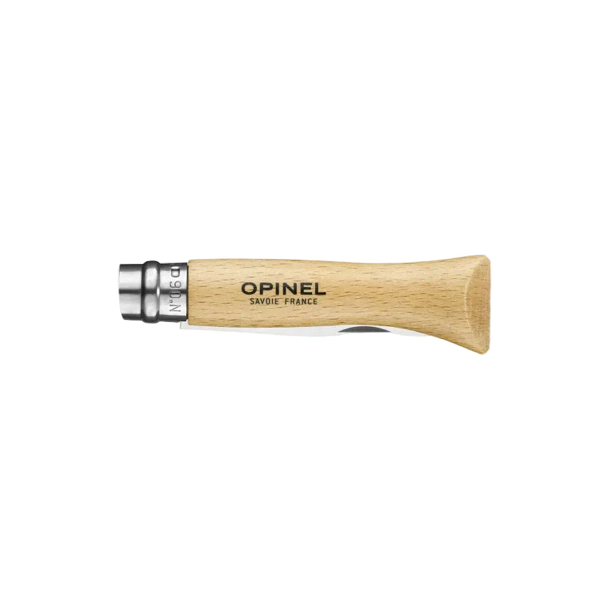 Opinel Traditional Stainless Steel Knife with Virobloc safety ring, wood handle, ideal for outdoor and daily manual tasks.