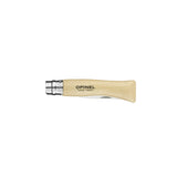 Opinel Traditional Stainless Steel Knife with wooden handle and Virobloc® safety ring, ideal for small crafts and outdoor activities.