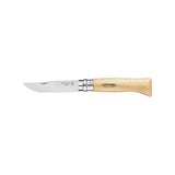 Opinel Traditional Stainless Steel Knife with Virobloc safety ring, ideal for outdoor activities, small crafts, and daily use.