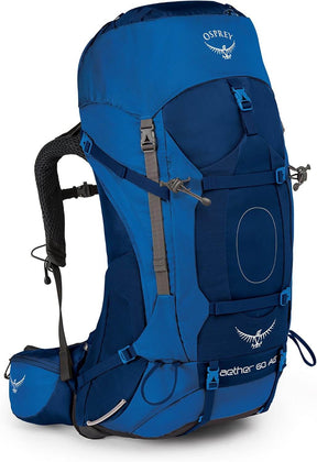 Aether AG 60 with Daypack by Osprey, designed for technical backpacking and alpine expeditions.