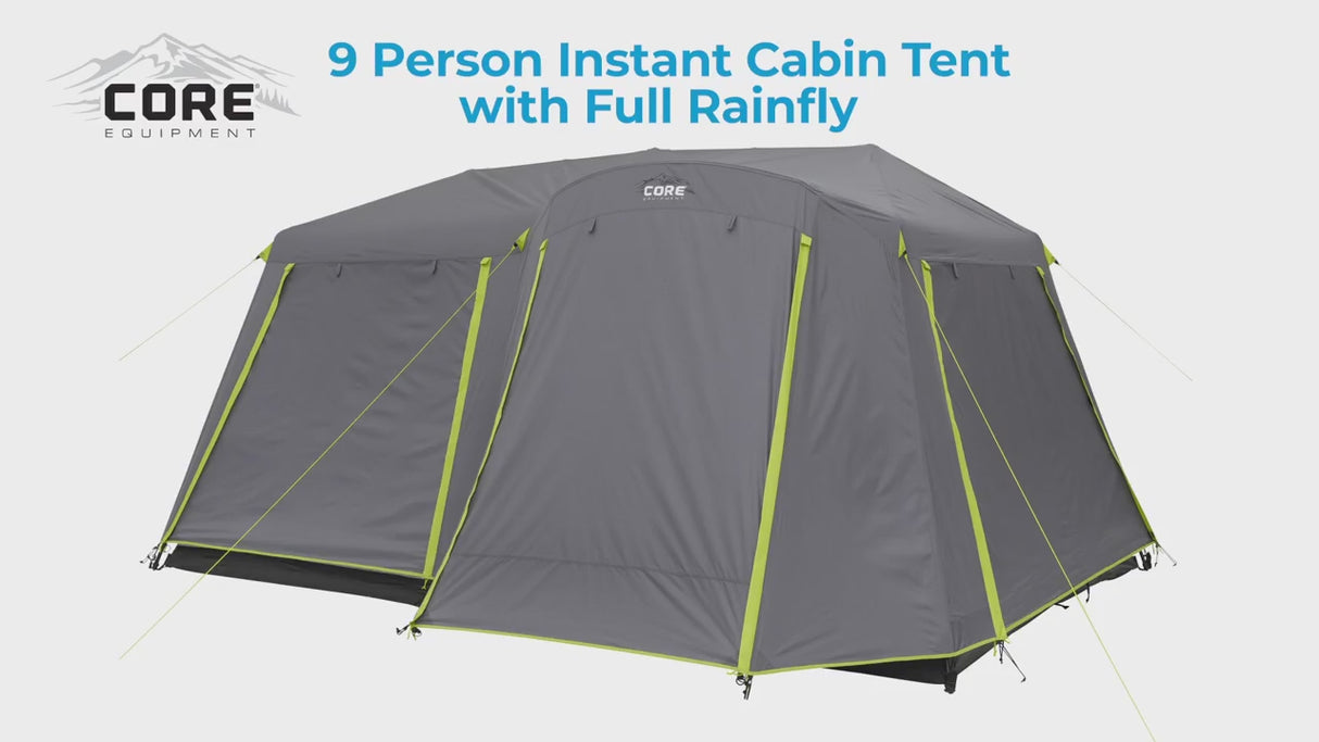 9 Person Instant Cabin Tent with Full Rainfly - 14' x 9'