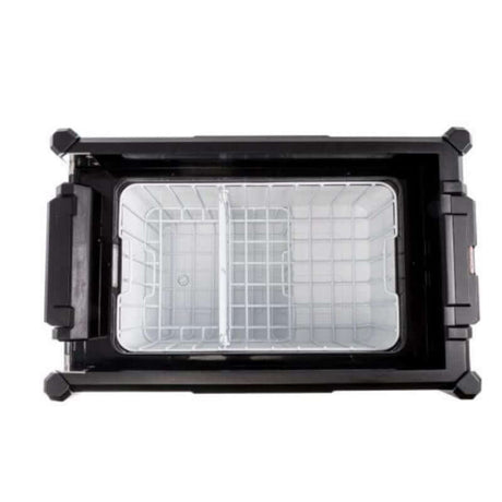 Top view of ARB Zero Portable Fridge Freezer Single Zone - 36L with open lid showing interior compartments for outdoor cooling.