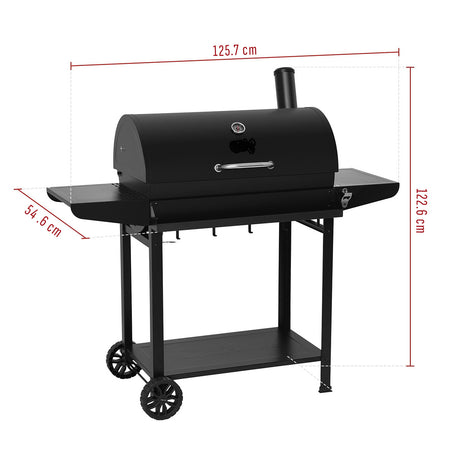 Royal Gourmet 30-Inch Barrel Charcoal Grill with Front Basket - Outdoor BBQ