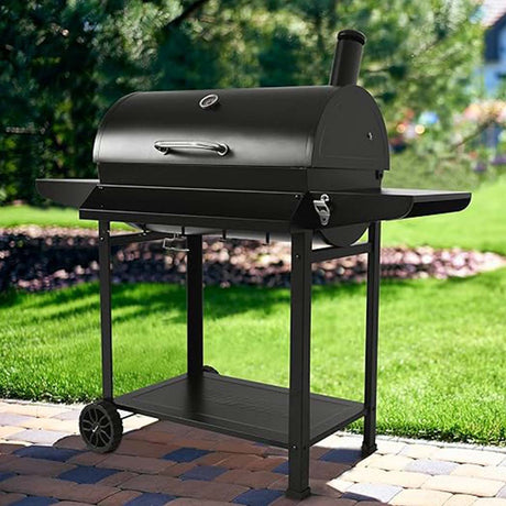 Royal Gourmet 30-Inch Barrel Charcoal Grill with Front Basket - Outdoor BBQ